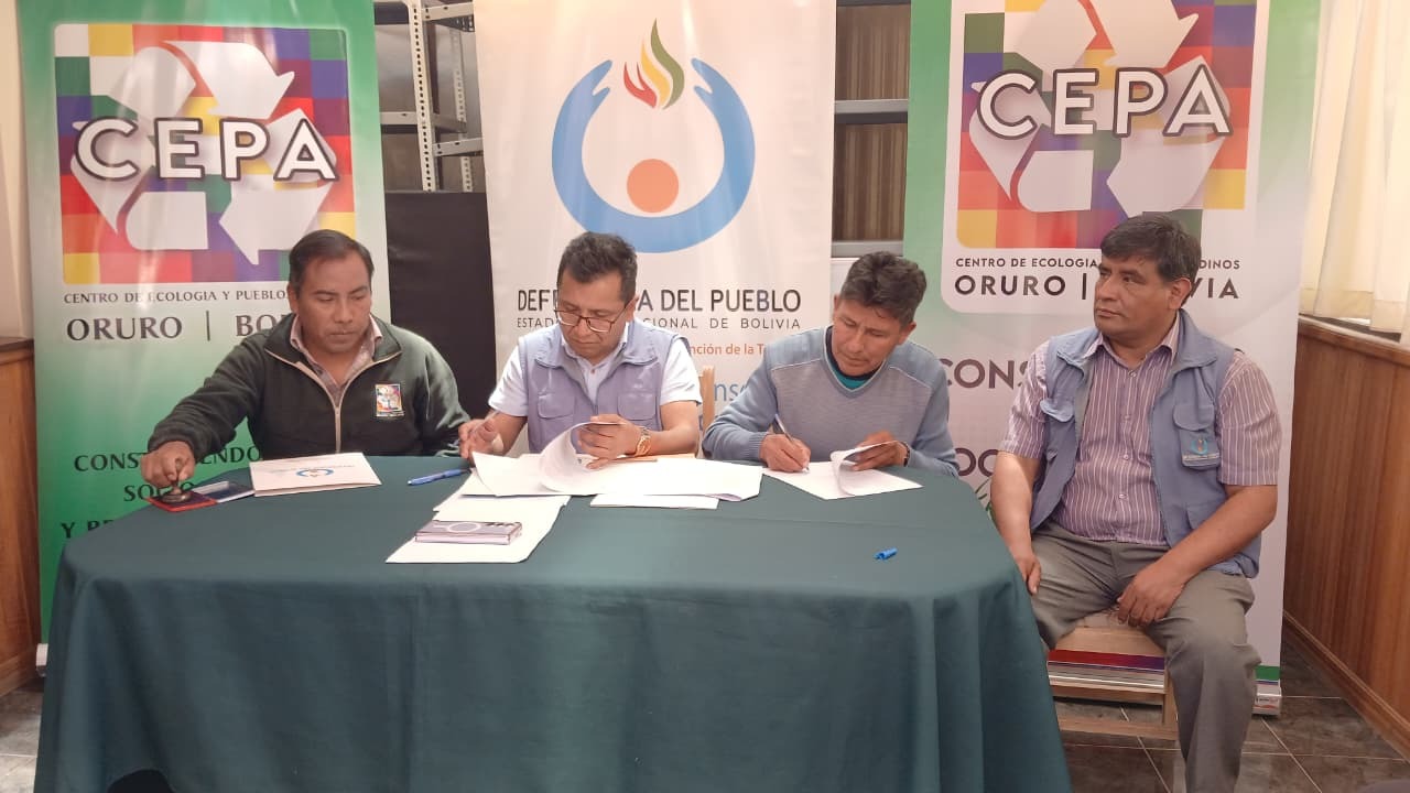 DEFENSORÍA DEL PUEBLO Y CEPA FIRMAN ALIANZA ESTRATÉGICA PARA DEFENDER DERECHOS INDÍGENAS Y LA MADRE TIERRA EN ORURO
