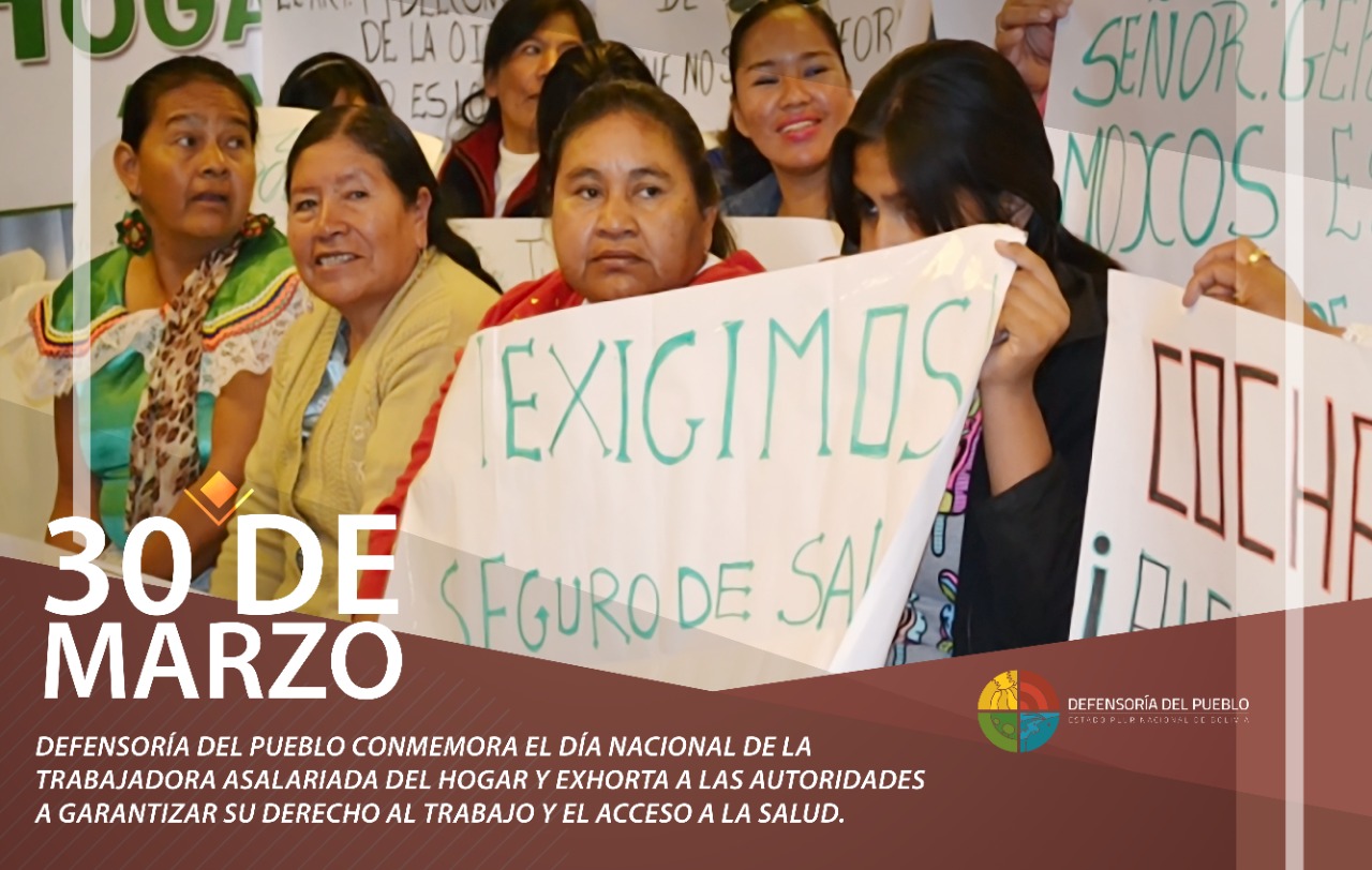 Defensoría del Pueblo exhorta a las autoridades a garantizar el derecho al trabajo y el acceso a la salud de las trabajadoras del hogar