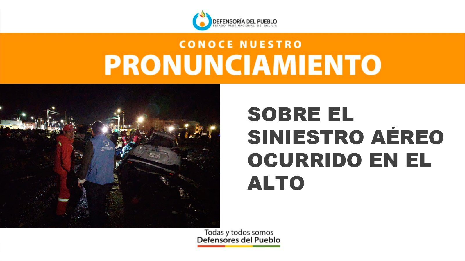 PRONUNCIAMIENTO SOBRE EL SINIESTRO AÉREO OCURRIDO EN EL ALTO