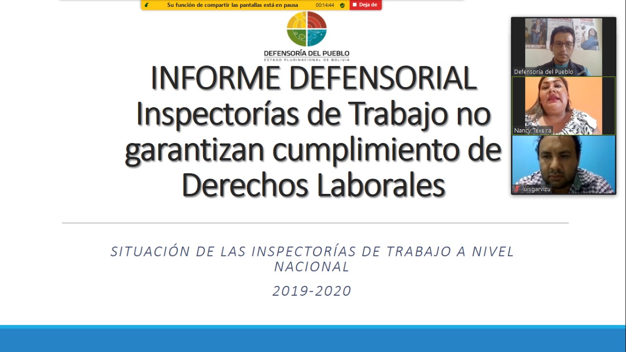 DEFENSORÍA DEL PUEBLO SOCIALIZA INFORME DEFENSORIAL A JEFATURA DEPARTAMENTAL DEL TRABAJO DE PANDO