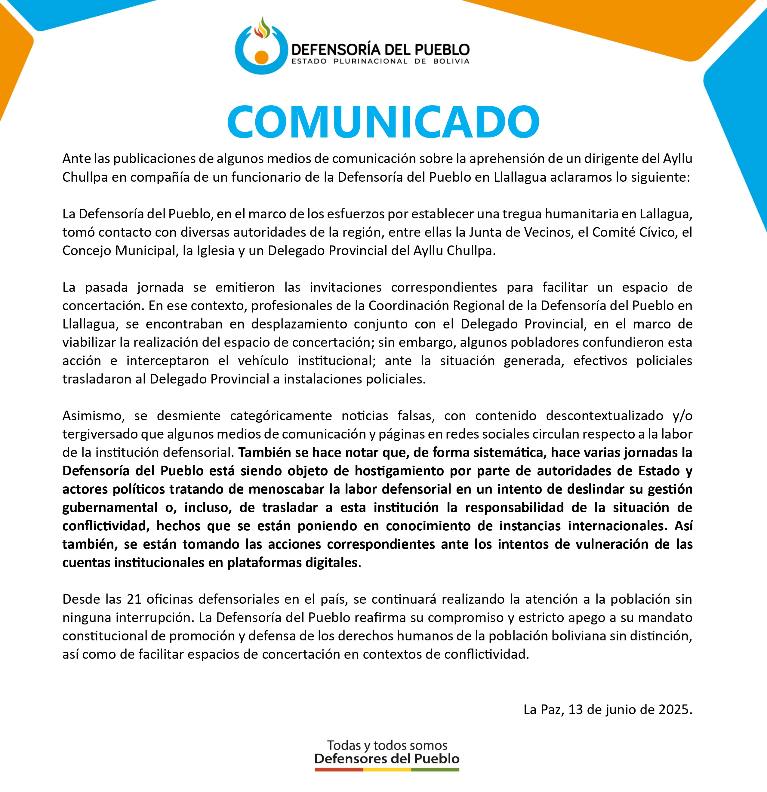 COMUNICADO 13 DE JUNIO