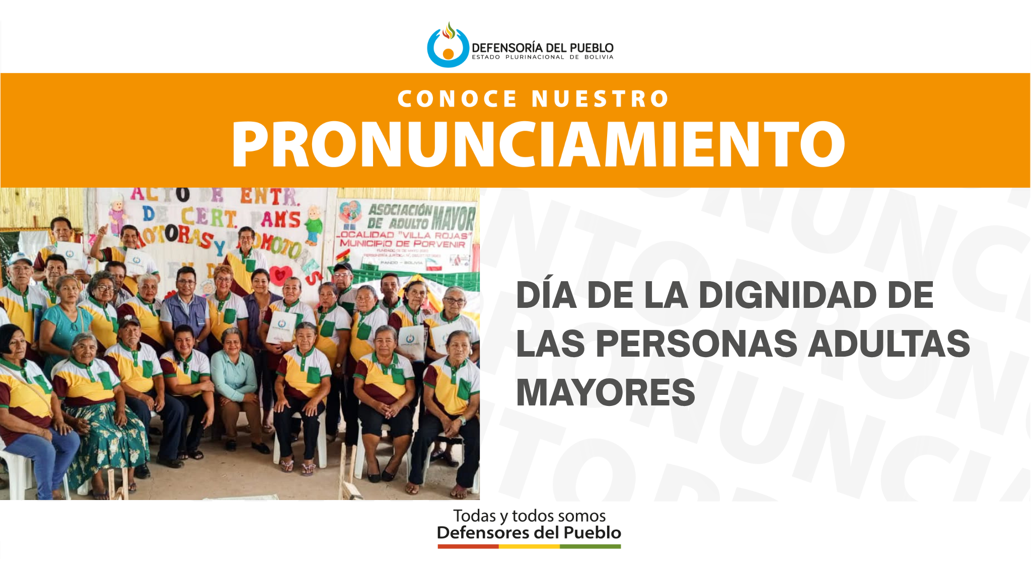 PRONUNCIAMIENTO DÍA DE LA DIGNIDAD DE LAS PERSONAS ADULTAS MAYORES