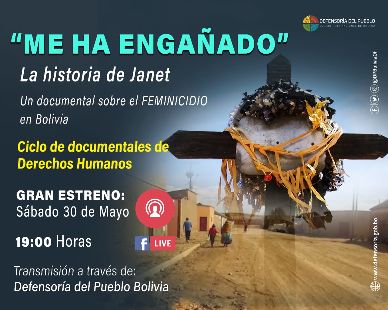 Defensoría del Pueblo presenta documental sobre la situación del feminicidio en Bolivia