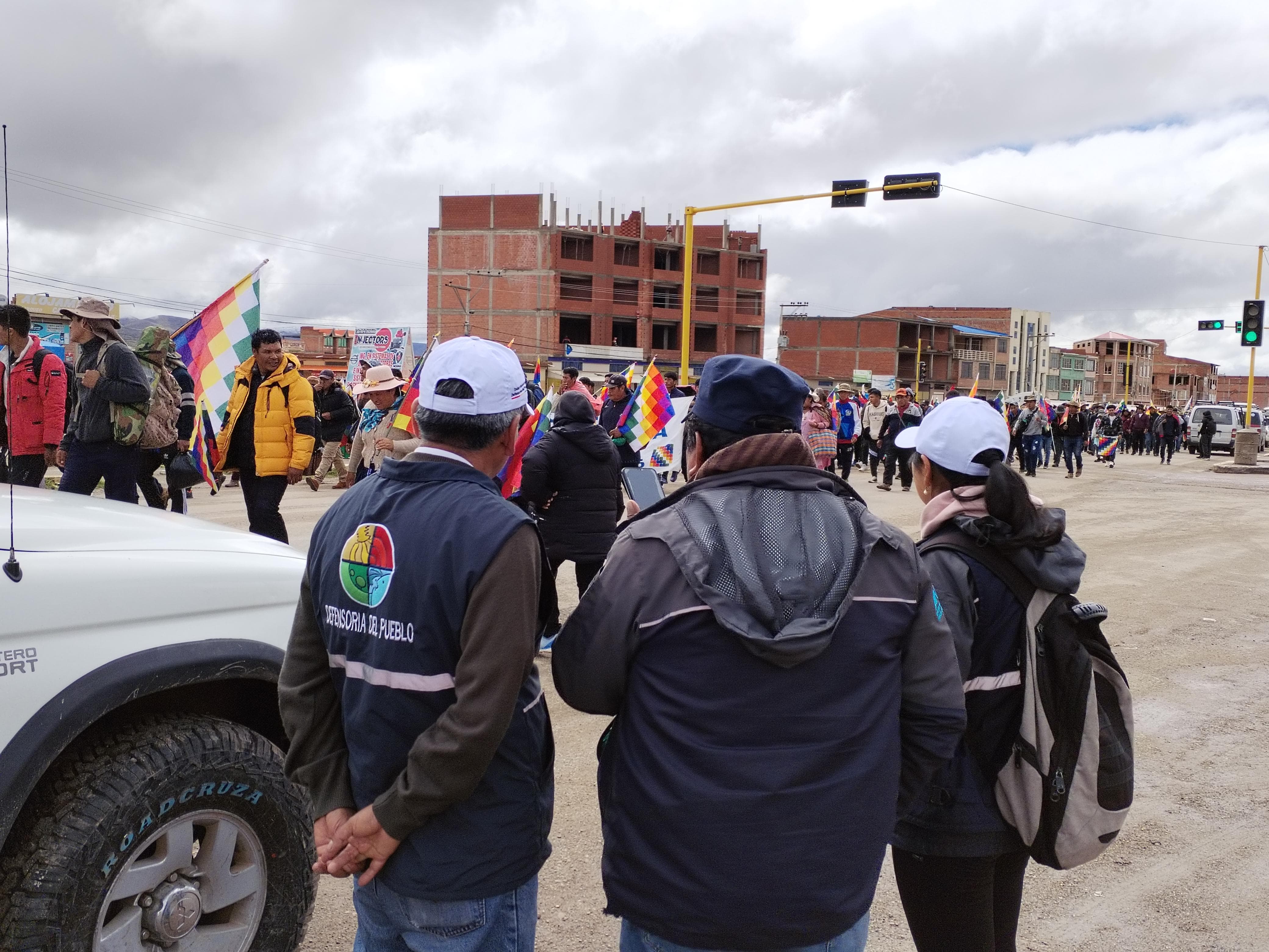 DEFENSORÍA DEL PUEBLO REALIZARÁ EL MONITOREO PERMANENTE AL DESARROLLO DE LA MARCHA DE PATACAMAYA A LA PAZ