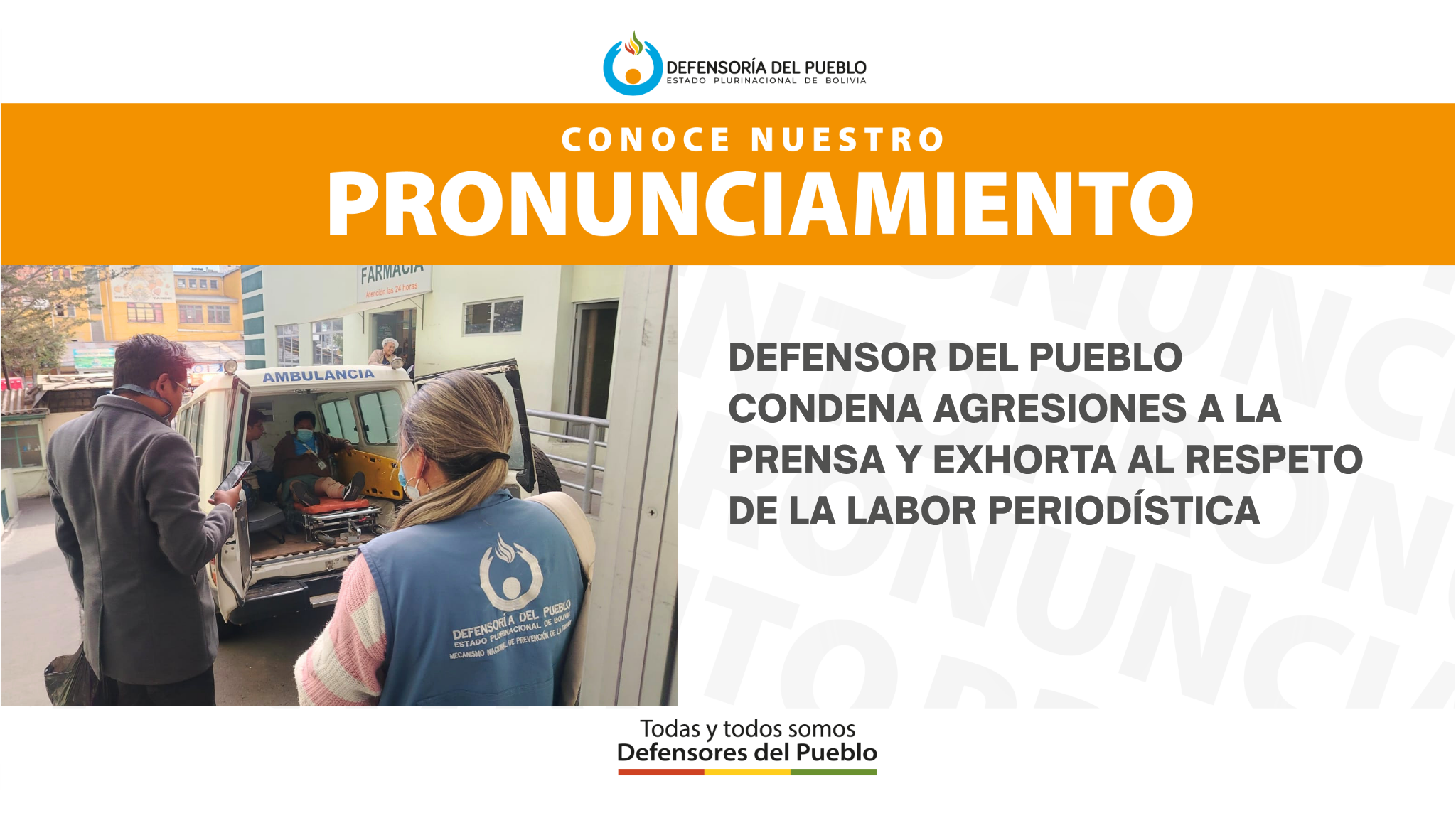 Defensor del Pueblo condena agresiones a la prensa y exhorta al respeto de la labor periodística