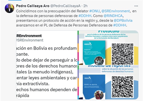 Defensor del Pueblo expresa su preocupación por indefensión de defensores ambientales y perfila aplicación de protocolo de RINDHCA para protegerlos