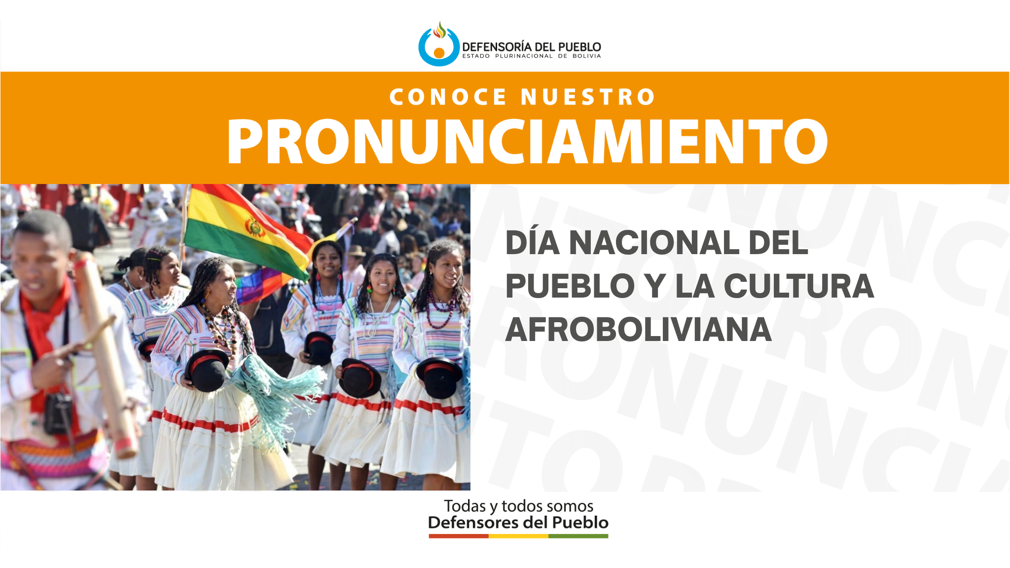 DÍA NACIONAL DEL PUEBLO Y LA CULTURA AFROBOLIVIANA (PRONUNCIAMIENTO)