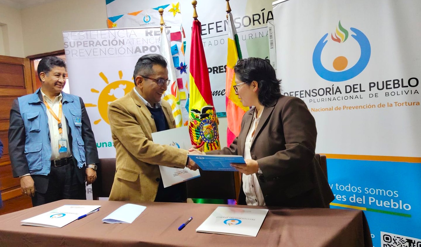 DEFENSORÍA DEL PUEBLO Y LA FUNDACIÓN MUNASIM KULLAKITA FORTALECEN LA LUCHA CONTRA LA TRATA DE PERSONAS MEDIANTE CONVENIO DE COOPERACIÓN INTERINSTITUCIONAL