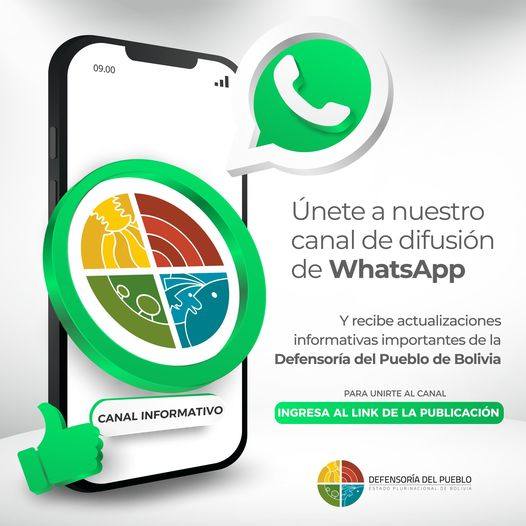 Defensoría del Pueblo invita a la población a sumarse como suscriptores de su canal informativo de WhatsApp