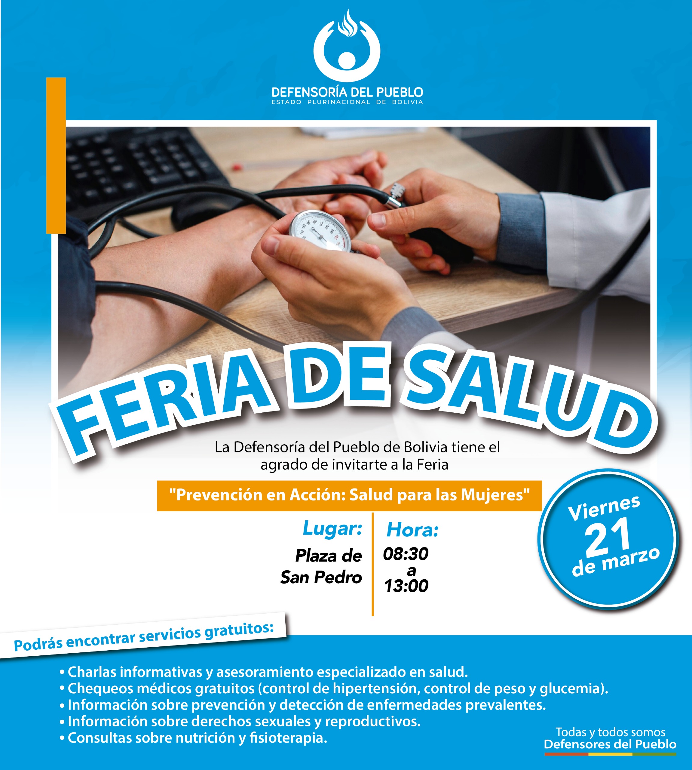 DEFENSORÍA DEL PUEBLO PROMUEVE FERIA DE PREVENCIÓN EN SALUD PARA LAS MUJERES