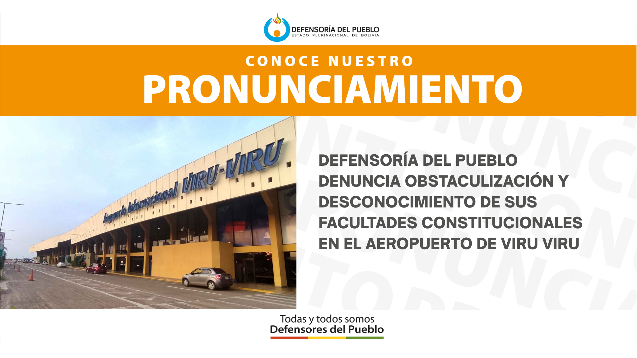 DEFENSORÍA DEL PUEBLO DENUNCIA OBSTACULIZACIÓN Y DESCONOCIMIENTO DE SUS FACULTADES CONSTITUCIONALES EN EL AEROPUERTO DE VIRU VIRU