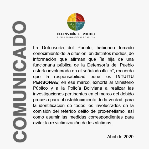 COMUNICADO DE PRENSA DE LA DEFENSORÍA DEL PUEBLO