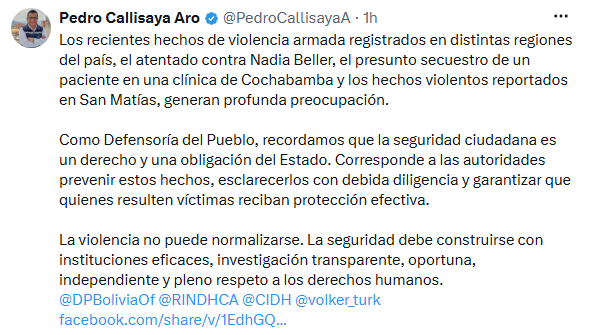 Defensoría del Pueblo expresa preocupación por hechos de violencia y realiza seguimiento al caso de Nadia Beller