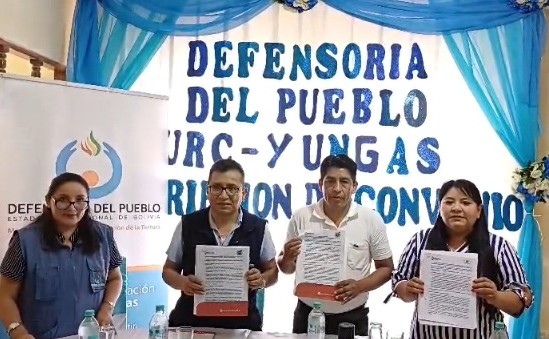 DEFENSOR DEL PUEBLO SUSCRIBE CONVENIOS CON AUTORIDADES MUNICIPALES DE CARANAVI Y TEOPONTE Y LA RADIO “RED INTEGRAL DEL NORTE” PARA FORTALECER LA PROMOCIÓN DE DERECHOS HUMANOS