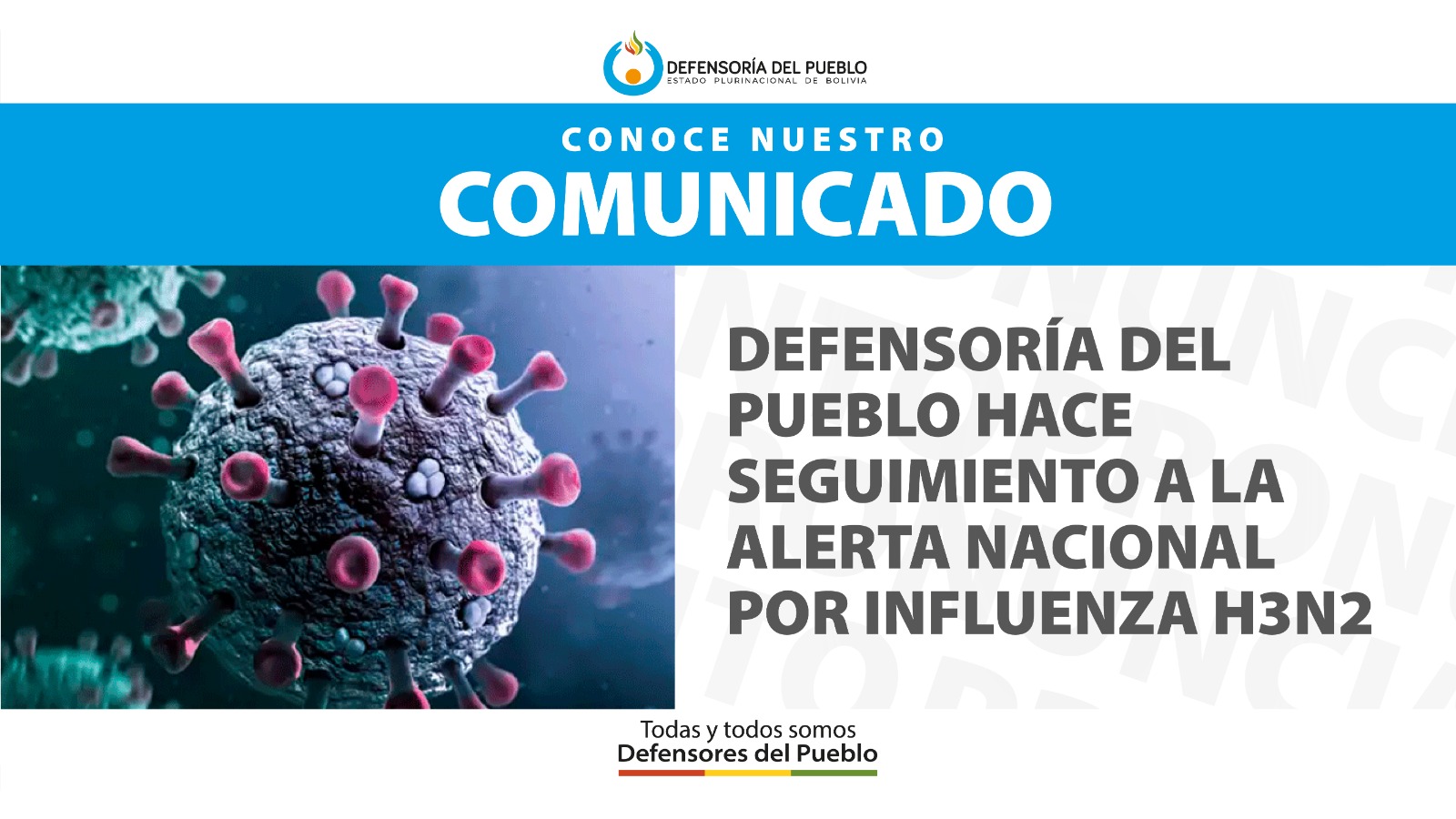 COMUNICADO: DEFENSORÍA DEL PUEBLO HACE SEGUIMIENTO A LA ALERTA NACIONAL POR INFLUENZA H3N2