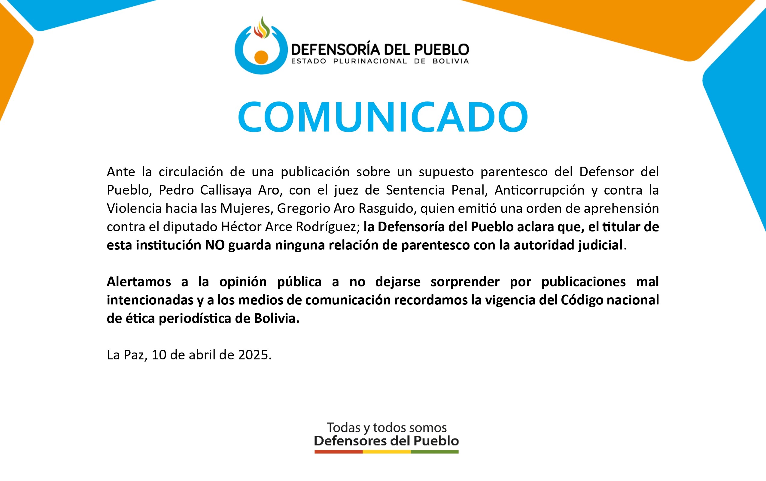COMUNICADO 10 DE ABRIL DE 2025