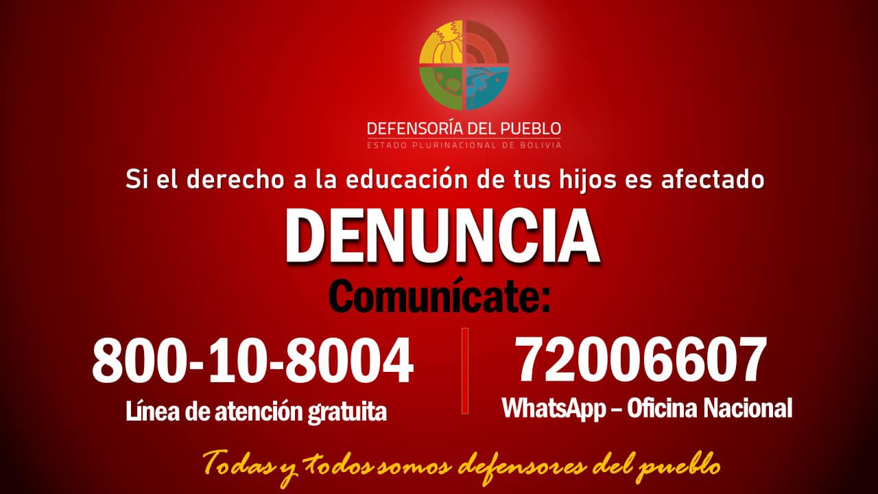 La Defensoría del Pueblo habilita 33 líneas telefónicas para atender denuncias de vulneración de derechos durante las inscripciones a nivel nacional