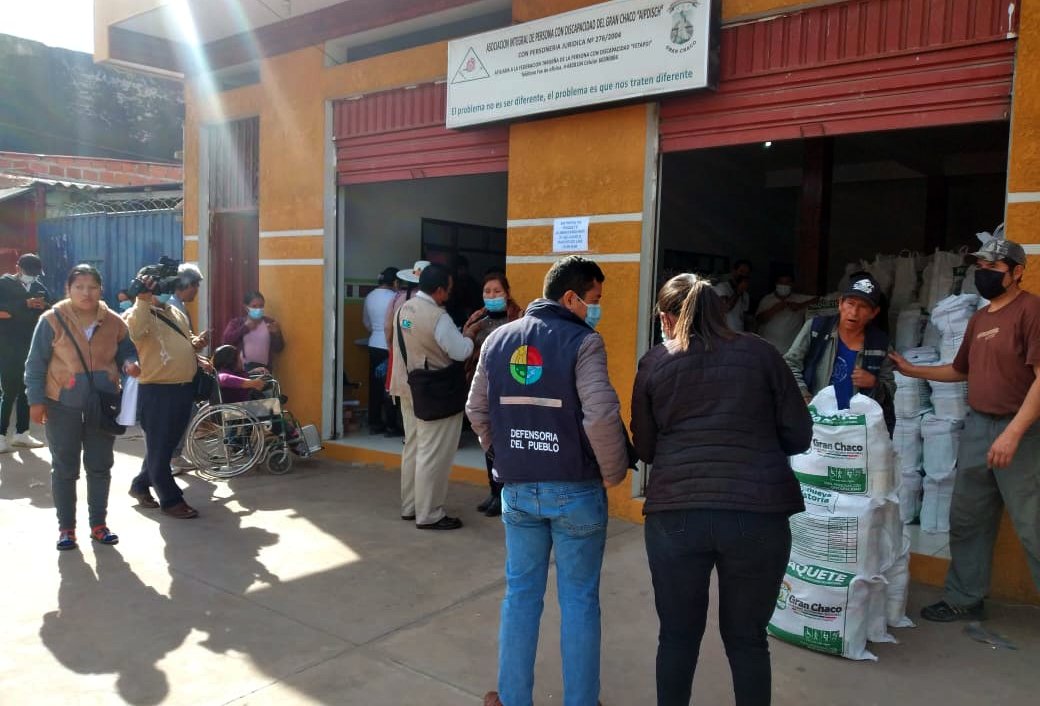 DEFENSORÍA DEL PUEBLO EN YACUIBA VERIFICA CUMPLIMIENTO A SEGUNDA ENTREGA DE PAQUETE ALIMENTARIO PARA LAS PERSONAS CON DISCAPACIDAD