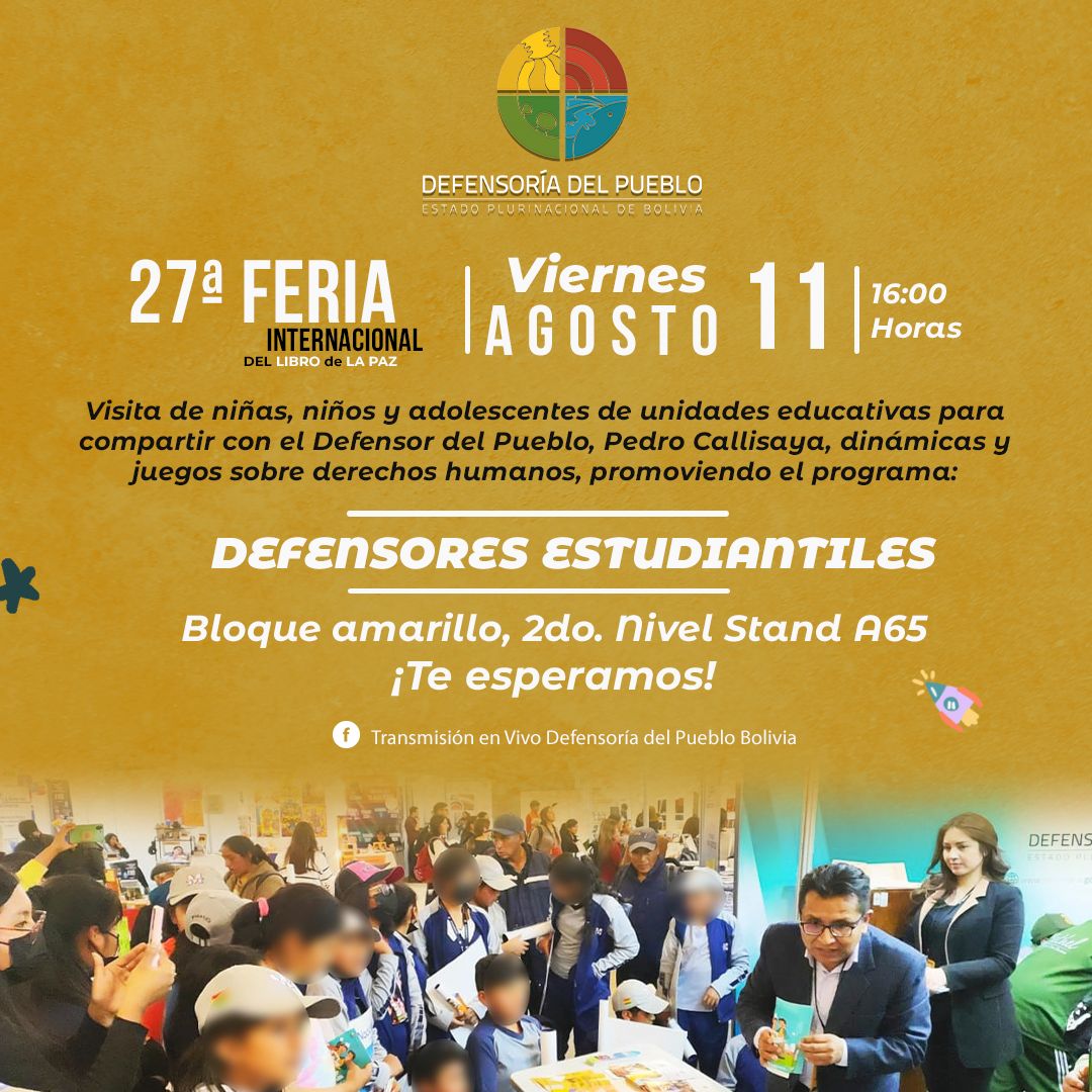 Con juegos y dinámicas lúdicas defensores estudiantiles se reúnen con el Defensor del Pueblo en la FIL