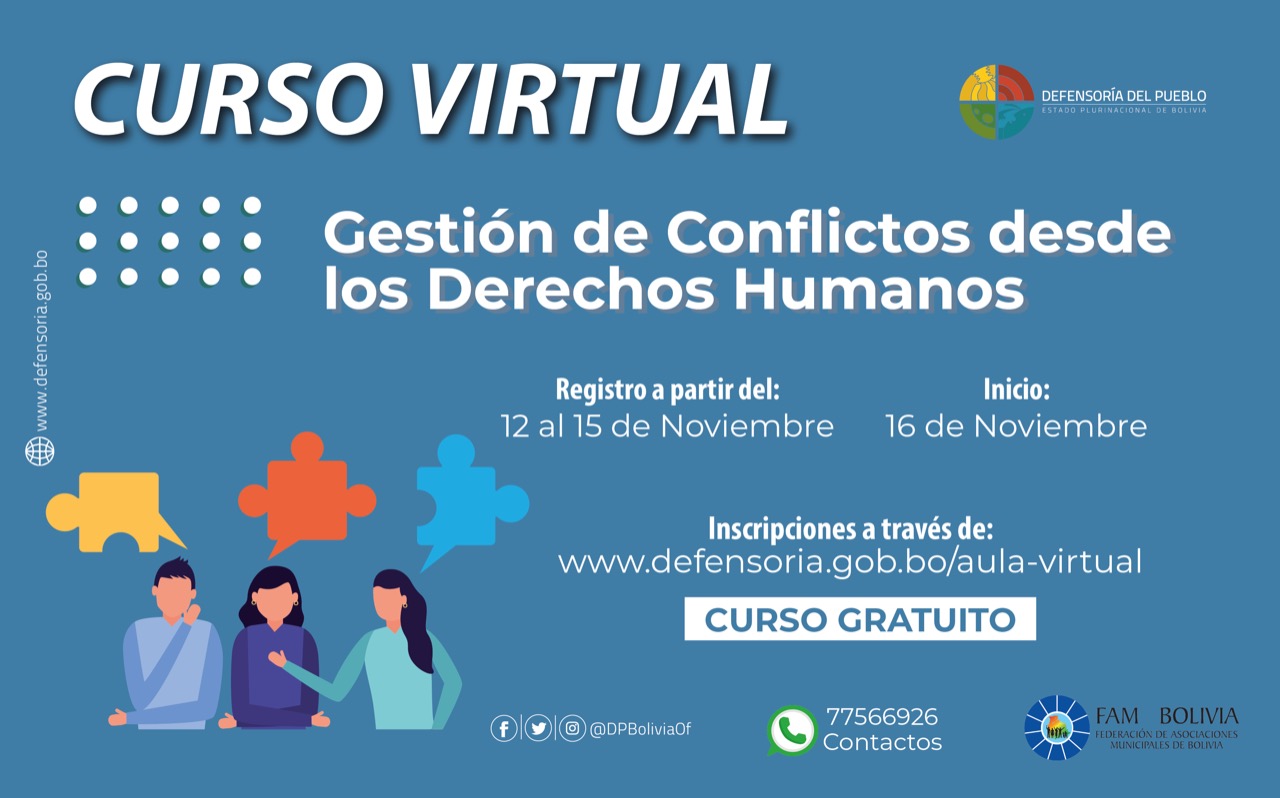 Defensoría del Pueblo y la FAM lanzan el curso virtual sobre Gestión de Conflictos desde los Derechos Humanos