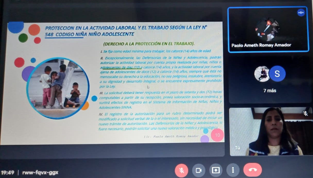 Defensoría del Pueblo capacita a Defensorías de la Niñez y Adolescencia y Servicios Legales Integrales Municipales de siete municipios del departamento de Chuquisaca en temática de Derechos Humanos