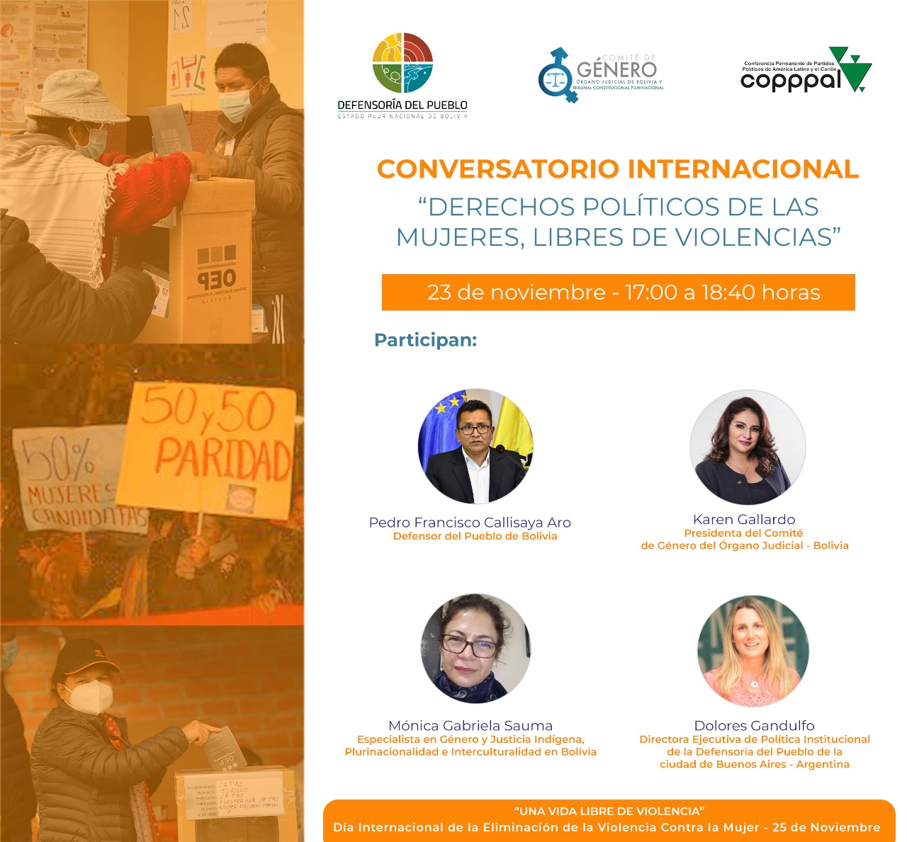 CONVERSATORIO INTERNACIONAL: DERECHOS POLÍTICOS DE LAS MUJERES, LIBRES DE VIOLENCIA.