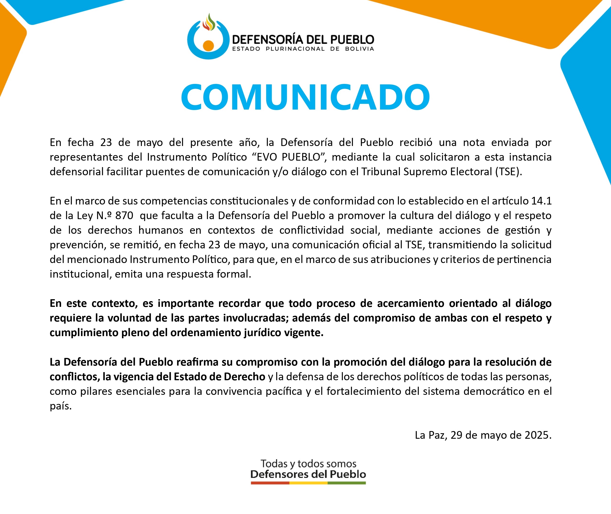 COMUNICADO 29 DE MAYO