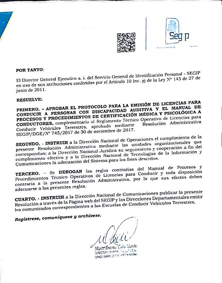 DEFENSORÍA DEL PUEBLO DESTACA EMISIÓN DE PROTOCOLO Y MANUAL DEL SEGIP PARA QUE PERSONAS CON SORDERA PROFUNDA PUEDAN ACCEDER A UNA LICENCIA DE CONDUCIR