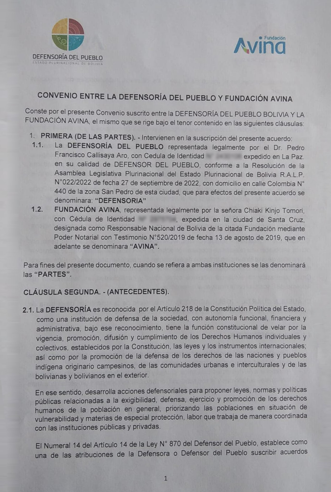 Convenio entre Defensoría del Pueblo y Fundación Avina permitirá generación de evidencia sobre salud y conflictividad